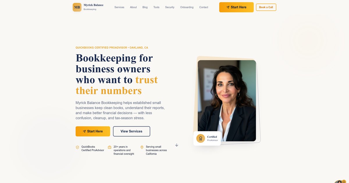 Myrick Balance Bookkeeping — website preview