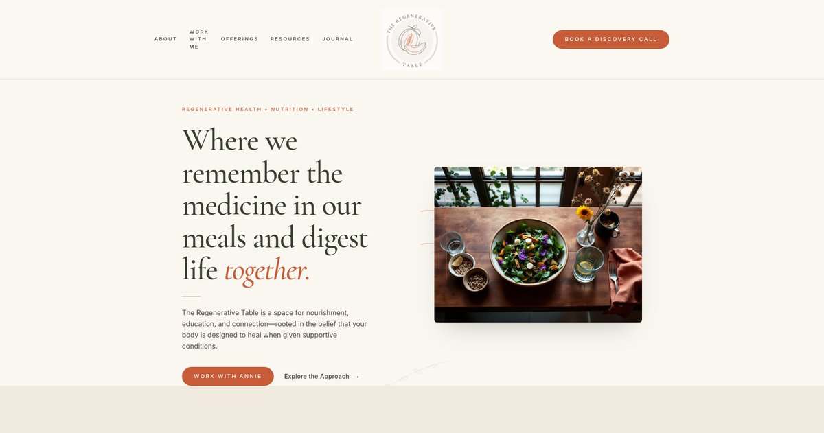 The Regenerative Table — website preview