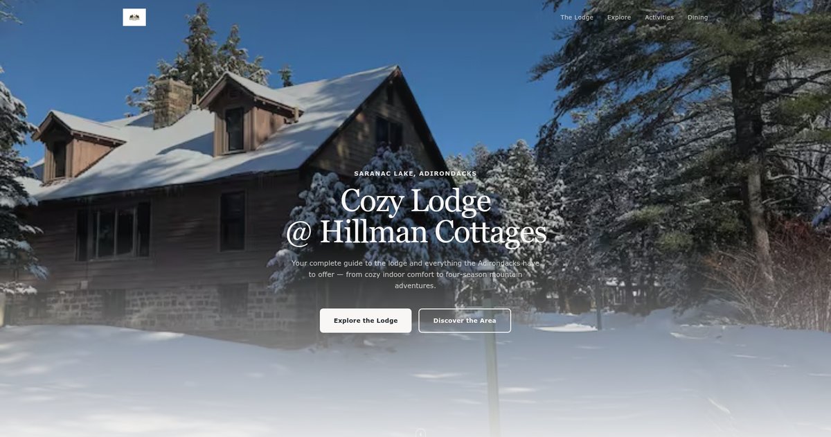 Cozy Lodge at Hillman Cottages — website preview
